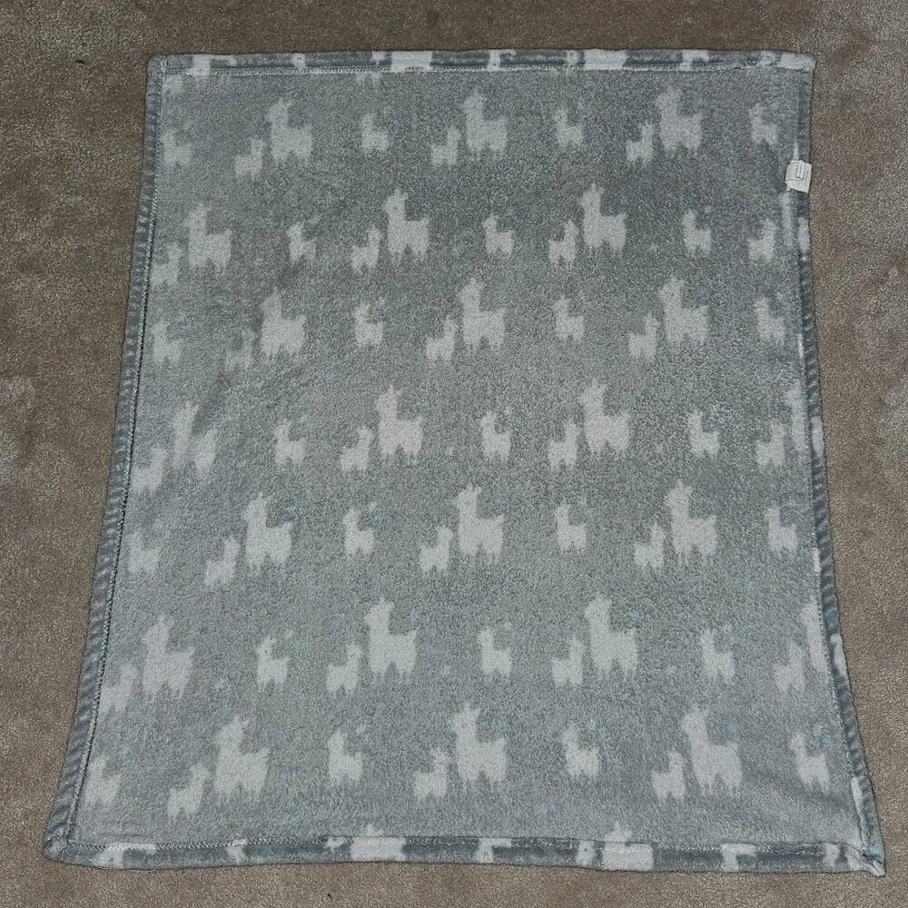 Blankets & Beyond Llama Alpaca Fleece Baby Blanket Gray White 26x30